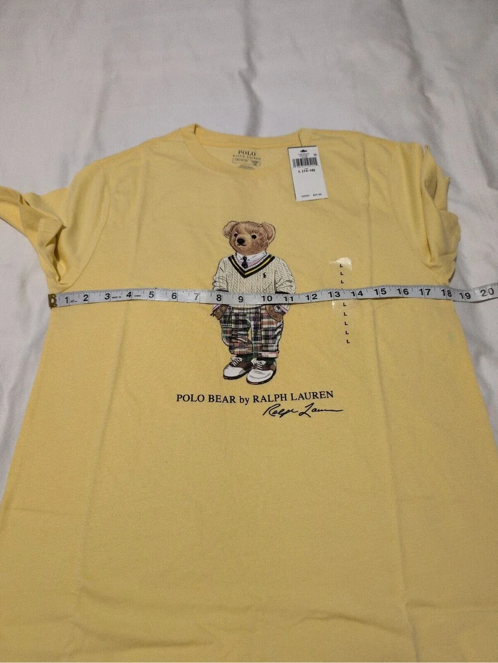Polo Ralph Lauren Yellow Polo Bear Graphic T-Shirt Large 14-16